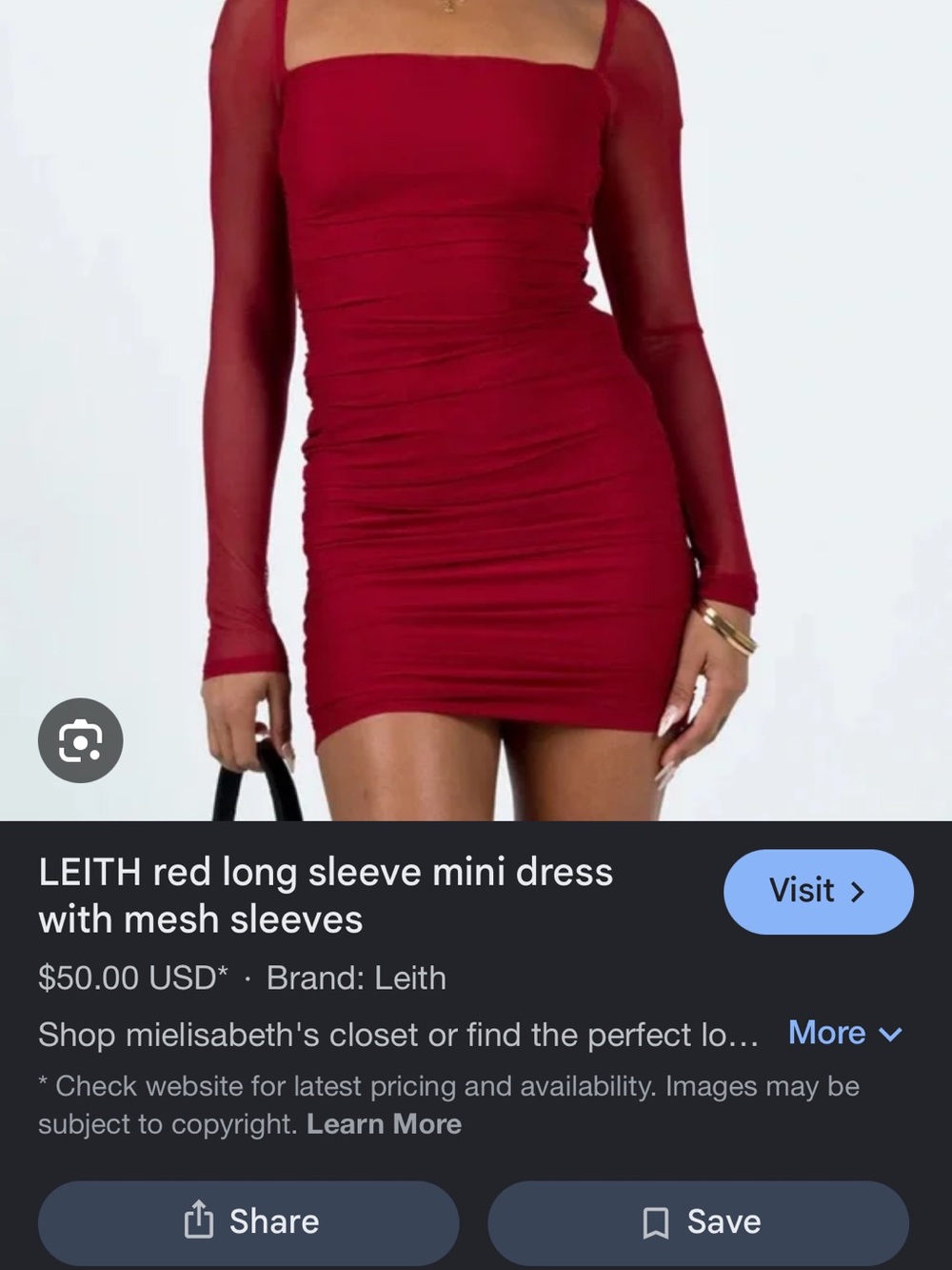 Leith Red Ruched Mini Dress - Picture 4 of 4